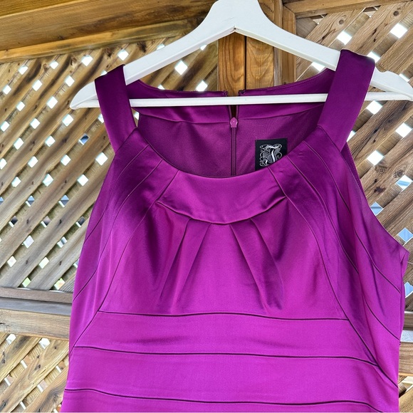 Jax mother of the bride groom magenta satin w dress classy - size 12 sleeveless - Picture 3 of 10